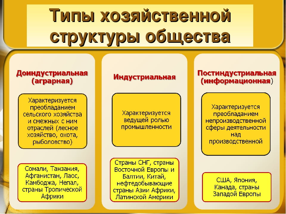 Представьте три описанных в параграфе вида структуры хозяйства в виде схем